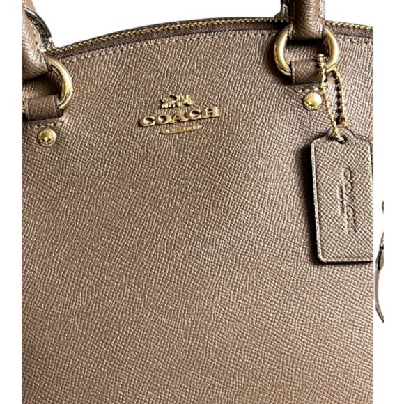 COACH SADIE SATCHEL BAG CROSSGRAIN LEATHER IN DARK STONE ADJUST. CROSSBODY NEW - Picture 4 of 16